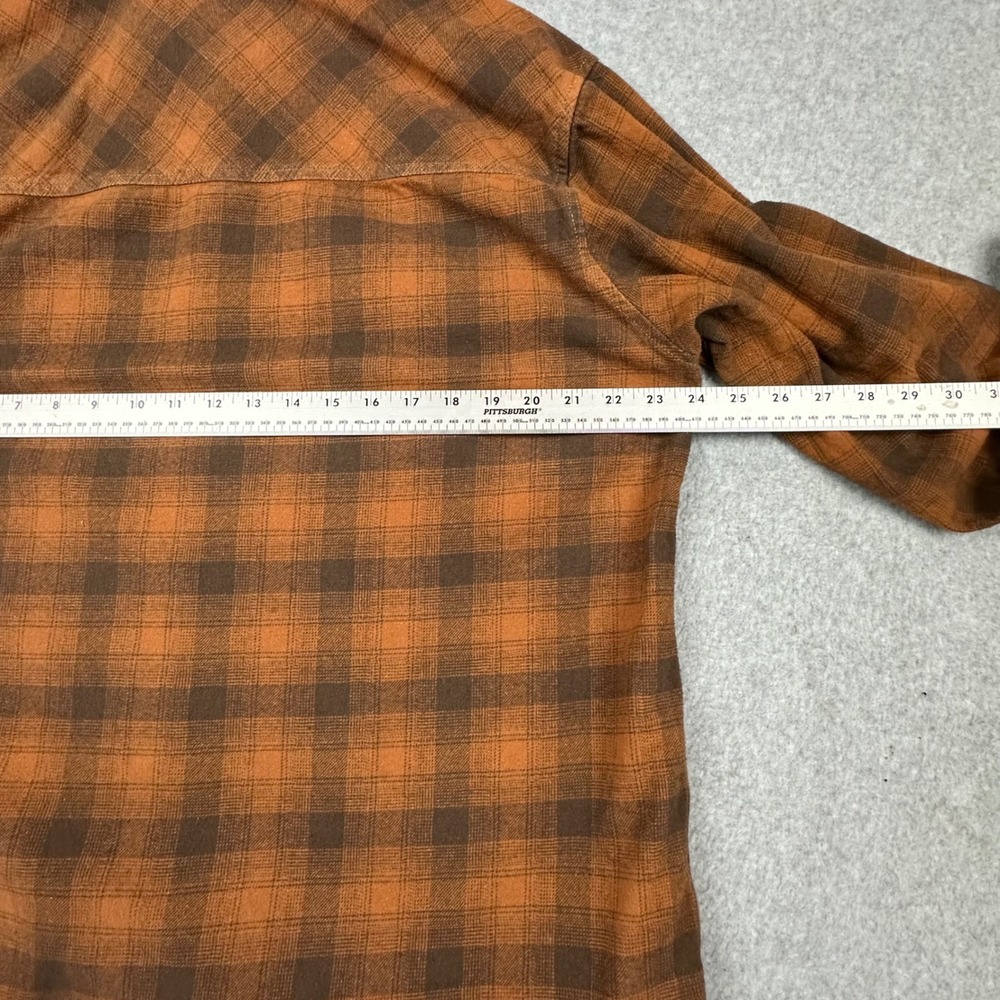 Howitzer Patriot Mfg Co Mens XL Orange Brown Plaid Flannel Button Up Shirt - Picture 8 of 9